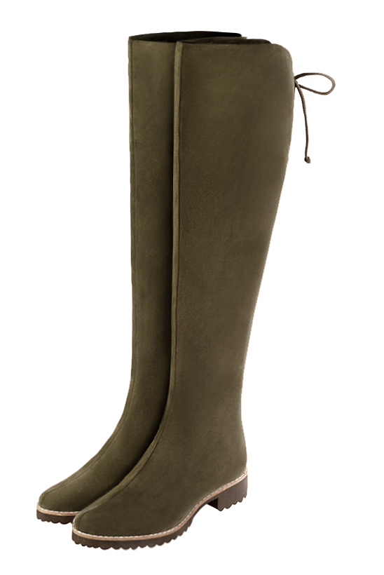 Khaki green dress thigh-high boots for women - Florence KOOIJMAN